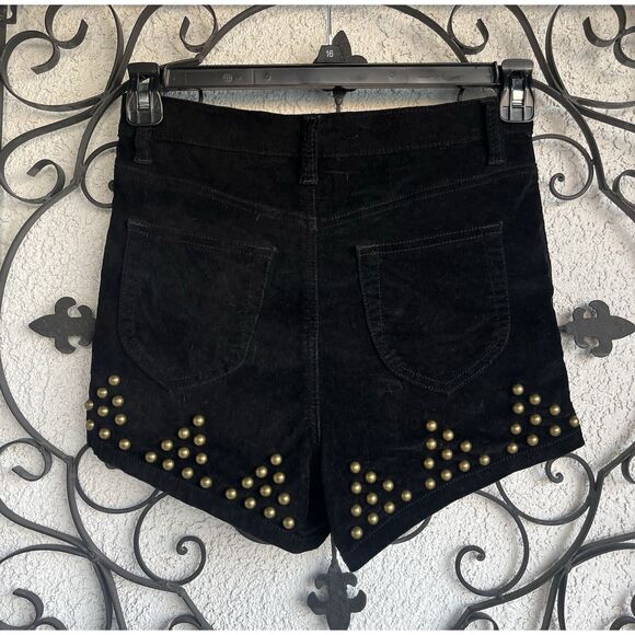 Evil Twin High Waisted, Studded Velvet Shorts - Size Small - Black - Picture 4 of 4
